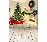 Aoihrraan 2,5x3m Navidad Fiesta decoración fotografía Fondo Navidad árbol Chimenea Calcetines Rojo Regalo Madera Piso Interior Fondo Nuevo Año Familia Fiesta Festival Celebrar Retrato Foto Prop