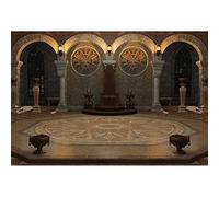 Aoihrraan 2,7x1,8m Castillo Medieval Interior Telón Fondo Retro Arcada Clásica Columnas Alfombra Vieja Luz Tenue Arquitectura Pilaresfotografía Bruja Magia Fiesta Niños Retrato Estudio Foto Vinilo