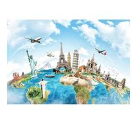 Aoihrraan 2,7x1,8m En Todo El Mundo Viajes Telón De Fondo Mundo Mapa Global Famoso Hitos Edificios Punto En Tierra Pirámide Fondo Fotografía La Vuelta Al Mundo Fiesta Bebé Adulto Retrato Estudio Foto