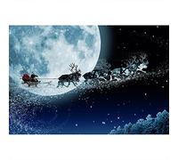 Aoihrraan 2,7x1,8m Fondo Nochebuena Papá Noel Luna Llena Trineo Invierno Snow Cielo Noche Fondo de Fotografía Baby Shower Feliz Año Nuevo Fiesta Banner Retrato Foto Estudio Props