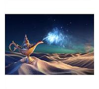 Aoihrraan 2,7x1,8m Lámpara Mágica De Aladino Telón De Fondo Deseo Mágico Misterioso Genio Desierto Árabe Cuento De Hadas Noche Fondo Fotografía Mitología Botella Cumpleaños Fiesta Niños Retrato Foto