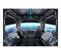 Aoihrraan 2,7x1,8m Nave Espacial Ventana Vista Fondo Exterior Espacio Nave Espacial Cabina Luna Superficie Universo Exploración Fotografía Fondo para Niños Cumpleaños Fiesta Retrato Foto Estudio Prop