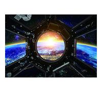 Aoihrraan 2,7x1,8m Nave Espacial Ventana Vista Fondo Luna Superficie Galaxia Espacio Exterior Ciencia ficción Fotografía Fondo Niños Fiesta de cumpleaños Niños Adultos Astronauta Retrato Foto Props