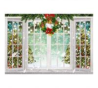Aoihrraan 2,7x1,8m Navidad Windowsill Fotografía Fondo Navidad Árbol Corona Francés Faja Ventana Invierno Copos De Nieve Fondo Nuevo Año Festival Familia Fiesta Decoración Pancarta Retrato Foto Apoyo