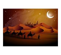 Aoihrraan 2,7x1,8m Noche Desierto Telón De Fondo Dunas Arena Dibujos Animados Cielo Estrellado Luna Templo Silueta Camello Árabe Escena Fondo Fotografía Religión Cultura Partido Retrato Estudio Fotos