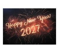 Aoihrraan 2027 Año Nuevo Fondo de 2,2x1,5m Fuegos Artificiales Fotografía | Fuegos de Artificio Dorados Atrezo Accesorios Fotográficos, Impresión Nítida Y Viva, Paralas Vacaciones Aniversario Familiar