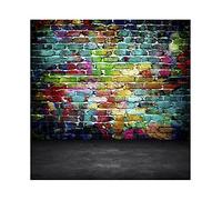 Aoihrraan 2x2m Urbano Calle Grafiti Pared Fondo Colorido Pintura Ladrillo Pared Cemento Piso Vintage 80S 90S Cadera Salto Tema Fotografía Fondo Rock Fiesta Adultos Arte Retrato Foto Atrezzo