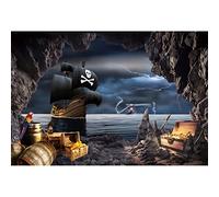 Aoihrraan 3,5x2,5m Barco Pirata Telón de Fondo Playa Cueva Aventura Barco Isla Cruceros Tesoro Fotografía Fondo Niñas Niños Niños Pastel Smash Fiesta Decoración Baby Shower Arte Retrato Foto Props