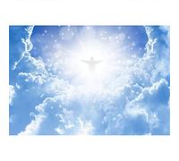 Aoihrraan 3,5x2,5m Jesús Cristo En Cielo Telón De Fondo Paraíso Dios Cielo Nube Bokeh Haloes Santo Luz Fondo Fotografía Iglesia Eventos Feliz Navidad Bautizo Cumpleaños Niño Retrato Accesorios Foto