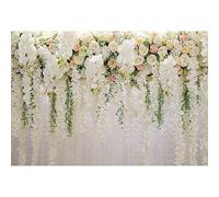 Aoihrraan 3x2,5m Boda Telón De Fondo Blanco Flor Floreciendo Glicina Verde Rosa Muro Floral Fotografía Ducha Nupcial Propuesta Matrimonio Fiesta Cuna Ceremonia Día La Madre Dama Retrato Foto Vinilo