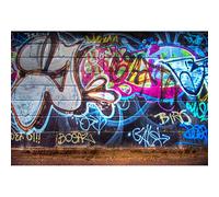Aoihrraan 3x2,5m Graffiti Wall Telón De Fondo Retro 80'S Hip Hop Mano Dibujo Mural Pintura sobre Ladrillo Pared Fondo Fotografía Música Punk Concierto Rock Cumpleaños Fiesta Niño Adulto Retrato Foto