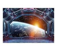 Aoihrraan 3x2,5m Nave Espacial Ventana Vista Fondo Exterior Espacio Nave Espacial Cabina Universo Exploración Luna Superficie Fotografía Fondo para Niños Cumpleaños Fiesta Retrato Foto Estudio Prop