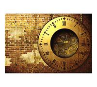 Aoihrraan 3x2,5m Vintage Steampunk Telón de Fondo Viejo Metal Gear Clock Grunge Pared de Ladrillo Cadena de Hierro Reloj Nostálgico Fotografía Fondo Adulto Hombre Niños Nostalgia Retrato Foto Prop