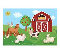 Aoihrraan 3x2m Caricatura Granja Animales Telón De Fondo Granero Rojo Granja Otoño Cosecha Almacén Fotografía Baby Shower Pequeño Granjero Cumpleaños Fiesta Niños Retrato Estudio Fotos Vinilo
