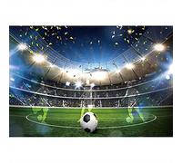 Aoihrraan 3x2m Fútbol Campo Telón De Fondo Fútbol Campo De Juego Portería Poste Balón Juego Estadio Foco Césped Deporte Club Confeti Fondo Fotografía Deportes Niños Temático Cabrito Retrato Foto