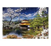 Aoihrraan 3x2m Japón Vistas Telón Fondo Templo Japonés Blanco Cerezo Jardín Lago Primavera Naturaleza Paisaje Fotografía Fondo Viajes Luna De Miel Boda Cumpleaños Decoración Foto Estudio Atrezzo