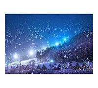 Aoihrraan 3x2m Pueblo de Navidad Telón de Fondo Bosque Nevando Vista Nocturna de Invierno Ciudad de Cuento de Hadas Fondo de Fotografía Nochevieja Navidad Fiesta Familiar Niños Adultos Foto Prop