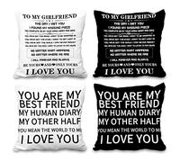 Aoihrraan 40x40cm Juego de 4 Di Te Quiero con Regalos Fundas De Cojín Moderno Blanco Y Negro para Mi Novia para Mi Amiga Cuadrado Corto Felpa Suave Funda De Almohada Amar Cumpleaños Regalos