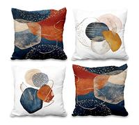 Aoihrraan 40x40cm Juego de 4 Medio Siglo Bohemio Fundas De Cojín Moderno Abstracto Arte Geométrico Cuadrado Corto Felpa Suave Funda De Almohada Sala De Estar Dormitorio Exterior Patio Jardín Sofá