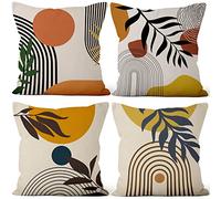 Aoihrraan 61x61cm Juego de 4 Bohemio Fundas de Cojin Resumen Sol Luna Arcoíris Naturaleza Paisaje Cuadrado Lino Funda De Almohada Decoración Hogar Dormitorio Sala De Estar Sofá Exterior Jardín Silla