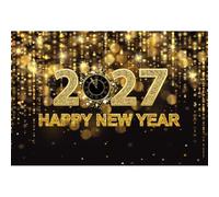 Aoihrraan Brillo Dorado 2027 Fondo 2,5x1,8m Año Nuevo Fotográficos | Reloj de Cuenta AtráS Purpurina Fotografía, Impresión Nítida Y Viva, Para DíAs Festivos Navidad Aniversario Vacaciones Fiesta