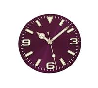 AOIMBNQC 1/1 Juego de Esfera Reloj Verde Luminosa con Efecto Rayos Sol 28,5 mm, números 3, 6 y 9 Clavos 3D NH35, for Movimiento NH35/NH36/4R/7S, esferas(Silver Nails Purple2)
