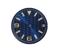 AOIMBNQC 1 Esfera de Reloj 28,5 mm con Clavos Dorados y Efecto Rayos Sol for Movimiento NH35/NH36/4R/7S. Calendario único. Piezas Luminosas Verdes(Dark Blue Gold-Nail)