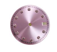 AOIMBNQC 1 Unidad de Esfera Sunbeam 28,5 mm con Bordes Dorados Rosados, marcadores Hora Incrustaciones Piedras y círculo Referencia(Pink)