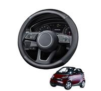 Aojiek Forma Redonda Funda Volante Coche para Smart Fortwo City-Coupe 2005-2007 Protectores de Fibra de Carbono Antideslizante Transpirable Accesorios Negro Mate,Matte+Leather