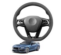 Aojiek Funda Volante Coche Forma de D para Mustang MK7 7th 2024+ Protectores de Cuero de Gamuza Antideslizante Transpirable Negro,A