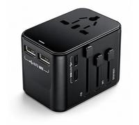 AOKBON Adaptador Enchufe Universal Adaptador de Viaje con 2 USB-C y 2 USB-A, Enchufe USB Adaptador Universal para EU, UK, Americano, Canadá, Australia,Brasil,Argentina& 200+País