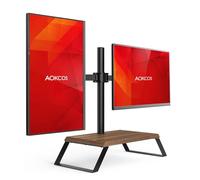 AOKCOS Soporte de monitor dual para pantalla LED/OLED de 12 a 27 pulgadas, soporte de monitor VESA totalmente ajustable cada carga de 22 libras, brazo de monitor portátil con base de madera para