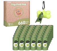AOKEASE Bolsas Para Excrementos de Perros, 44 Rodar(660 Bolsa)Bolsas Perro con Dispensador,Bolsas Caca Perro Hecho de la Mezcla de Almidón de Maíz,Fuerte y a Prueba de Fugas Bolsas Para Caca de Perro.