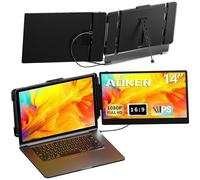 AOKER Extensor de Pantalla portátil,Monitor portátil de 14 Pulgadas para portátil FHD 1080P IPS Monitor Doble,HDMI/USB-A/USB-C Plug-Play Accesorio de Monitor portátil para Windows, Chrome, Mac y NS