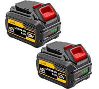 Aokicase Batería de repuesto para Dewalt 20 V/60 V, compatible con DCB200/DCB203/DCB204/DCB205/DCB206/DCB209/DCB180/DCB182/DCB183/DCB184/DCB185/DCB606/DCB609 (455) 00 mAh. 2 paquetes) negro