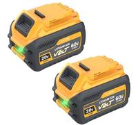 Aokikeisu Batería de repuesto para Dewalt 20 V/60 V, compatible con DCB200/DCB203/DCB204/DCB205/DCB206/DCB209/DCB180/DCB182/DCB183/DCB184/DCB185/DCB606/DCB609 (9 000 mAh. Paquete de 2, amarillo