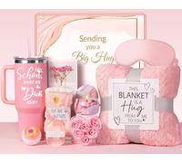 AOKILE Regalos para mejor amiga, regalo de cumpleaños, juego de regalos para mujeres, mejor amiga, cubierta de peluche, regalos para mamá, mujer, abuela, hermana, esposa con taza de vino de acero
