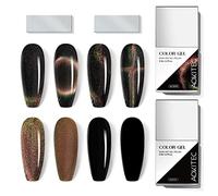 Aokitec 8ML*2 9D Kits Esmalte de Uñas Gel de Ojo de Gato Con Gel Negro de Esmalte y gel de inmersión de uña LED de Luz ultravioleta holográfica galaxy magnética