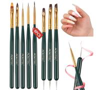 Aokitec - Juego de 8 pinceles para uñas, 11 funciones, pinceles para uñas acrilicas, pincel uñas para gel de construcción de esmalte de uñas UV, patrón de línea de pintura de puntos, color verde