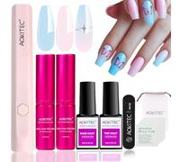 Aokitec Kit de esmalte de uñas en gel UV: Lámpara UV para uñas, azul y rosa uñas en gel con base y top coat,conjunto para hacer manicura y arte de uñas francesas en casa como un estudio de uñas