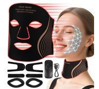 Aokitec Máscara de terapia de luz roja para cara y cuello, 103 LED mejorados, dispositivo de cuidado de la piel de silicona para levantamiento facial y reafirmación del cuello, longitudes de onda de