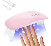Aokitec Mini lámpara UV LED para uñas de gel, secador de uñas portátil para todos los esmaltes de gel, herramienta de curado en forma de ratón, compacta, ligera con cable USB (rosa)