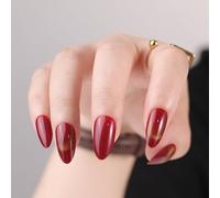 Aokitec Press on Nails - 24 uñas postizas almendrado cortas de cobertura total Reutilizables, sin rayos UV, de larga duración, con pegatinasy kit de manicura DIY de fácil aplicación (12 tamaños)