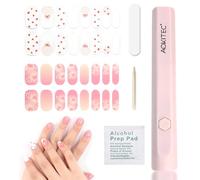 Aokitec Uñas de Gel Pegatinas con lámpara UV para uñas, 2 x 16 piezas de adhesivos de gel para uñas, Adhesivos para uñas resistentes, Revolution Nails para decoración de uñas DIY, Rosa