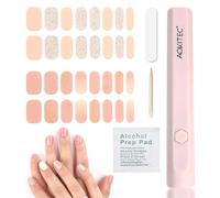 Aokitec Uñas de Gel Pegatinas con lámpara UV para uñas, 2 x 16 piezas de adhesivos de gel para uñas, Adhesivos para uñas resistentes, Revolution Nails para decoración de uñas DIY, Nude