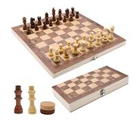 AOKITO Ajedrez Madera, 3 En 1, Tablero PortáTil, Plegable, Actividades Familiares para Fiestas, De Viaje, Juego para NiñOs