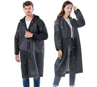 AOKITO Chubasquero para Mujeres y Hombres - Poncho Impermeable Reutilizable, Poncho de Lluvia de Material EVA Transpirable para Senderismo, Ciclismo, Camping y Viajes (Negro)