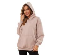 Aokivvy Sudaderas con capucha de gran tamaño para mujer, de forro polar, con bolsillo, para invierno y otoño, ropa de moda, Marrón/Gris (Coffee grey), Large