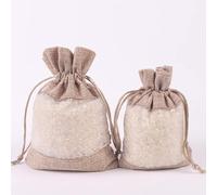AOKODA 20/50/100 uds/Bolsa de Yute con cordón Transparente de un Solo Lado, Embalaje de joyería de Caramelo, Bolsa de Almacenamiento de Haz de Regalo para Fiesta de cumpleaños y Boda