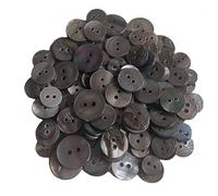 AOKODA Botones de Concha Natural de 9mm-15mm para Ropa, Concha Redonda Negra de nácar, botón de 2 Agujeros, Accesorios de Costura artesanales para Madres y niños